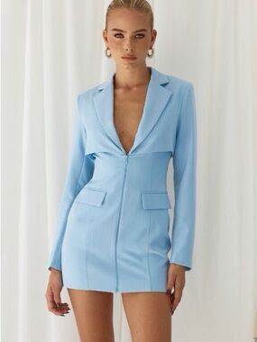Runaway The Label Marni Light Blue Mini Blazer Dress